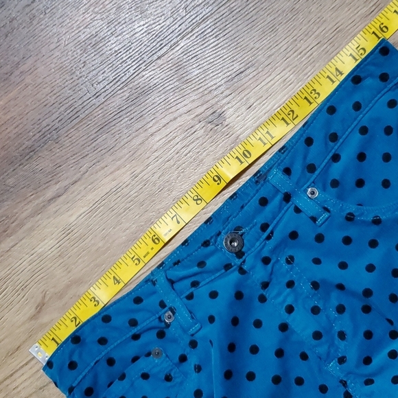 Adriano Goldschmied teal black polka-dot Stevie ankle soft corduroy jeans - Picture 6 of 8